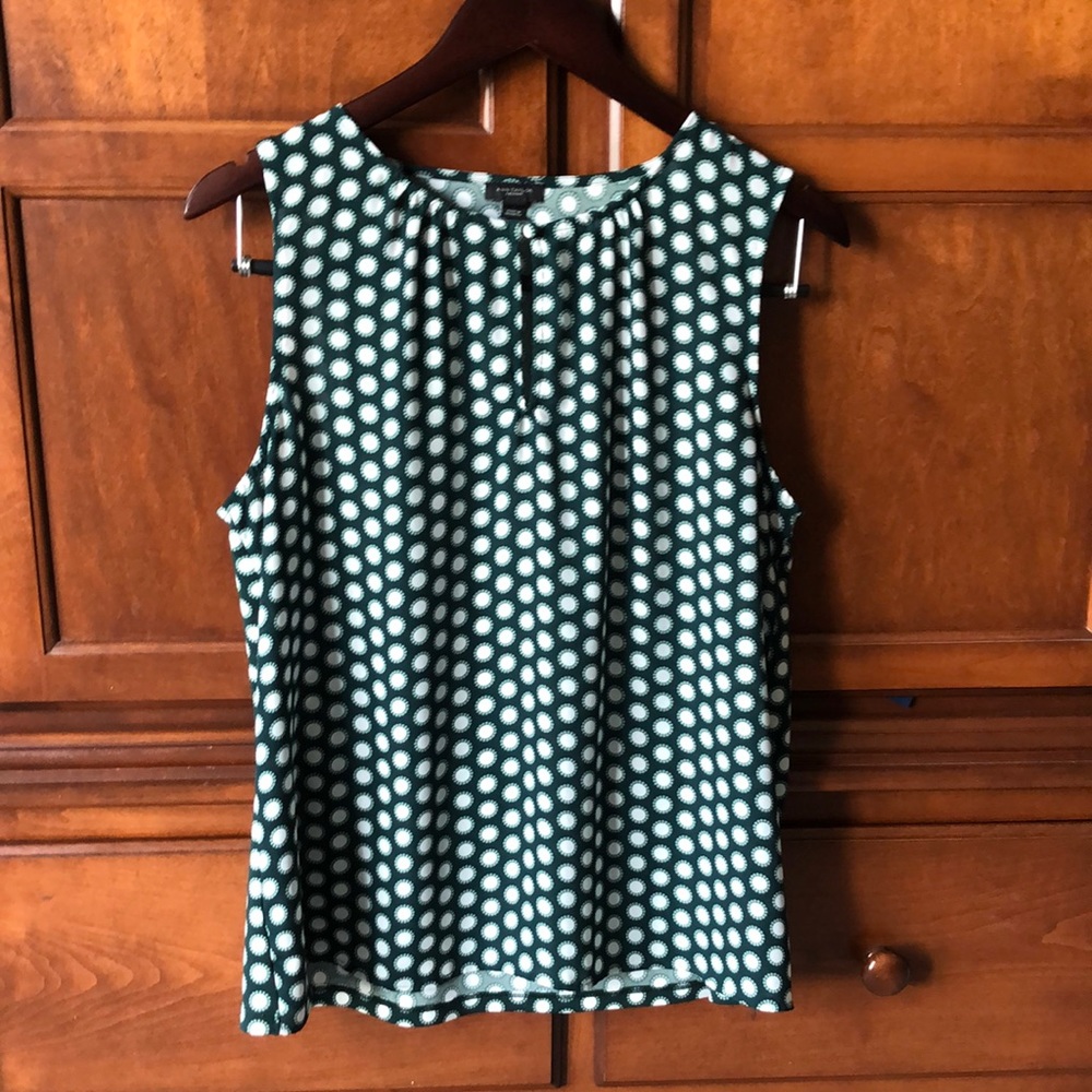 Green and White Blouse